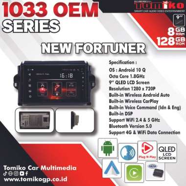 Head Unit Android Tomiko 1033 OEM Series for Toyota New Fortuner VRZ