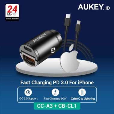 Car Charger Aukey CC-A3 + Aukey Cable CB-CL1