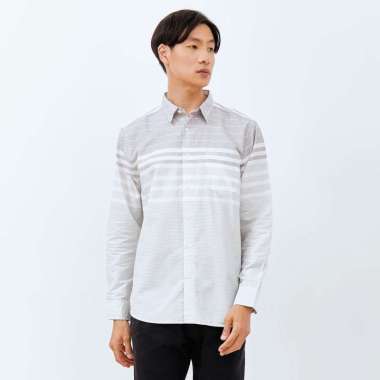 M231 Kemeja Pria Stripe Panjang Hijau Mint 2713A XXL