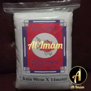 Kain Kafan Mori Putih Untuk Jenazah Wanita Cap Bunga Mawar