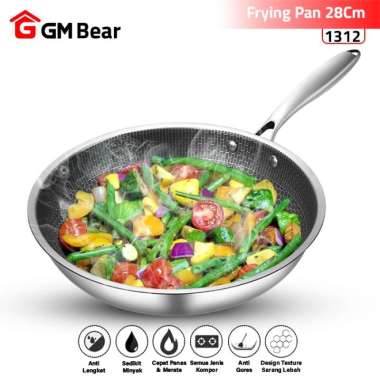 GM Bear Wajan Teflon Stainless Steel 1312 - Frying Pan 28cm