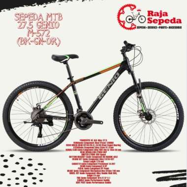 SEPEDA MOUNTAIN BIKE MTB GENIO 27.5 M572 3x9 SPEED (BK-GN-OR)