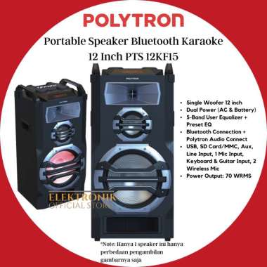 POLYTRON SPEAKER PORTABLE PTS 12KF15 BLUETOOTH 12inch