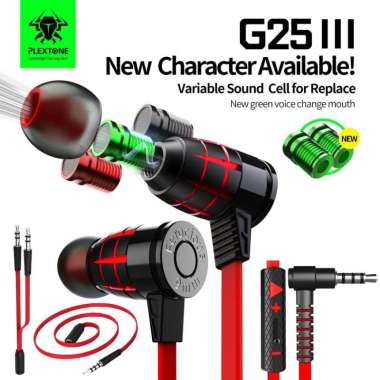 PLEXTONE G25 Wired Noise Cancelling gaming earphone Merah