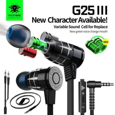 PLEXTONE G25 Wired Noise Cancelling gaming earphone Hitam