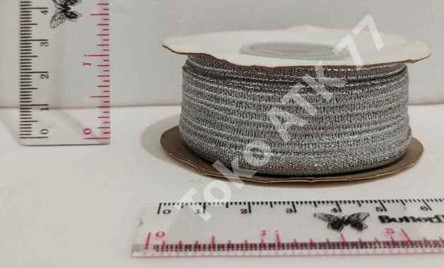 Pita Kado Kain Metalic Metalik Perak Silver tipis 4mm 1/8" READY STOCK