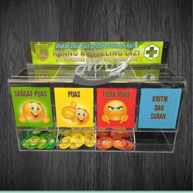 Kotak Saran Akrilik Kotak Kepuasan Acrylic 4 Kotak Termasuk Koin pake koin