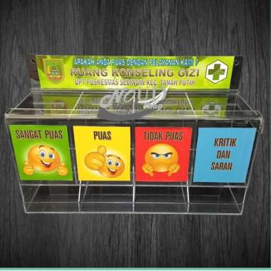 Kotak Saran Akrilik Kotak Kepuasan Acrylic 4 Kotak Termasuk Koin tanpa koin