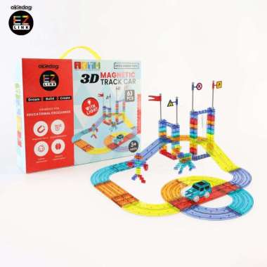 Okiedog EZLINK Magnetic Track Car 63pcs - Mainan Magnet Edukasi anak (STEM)