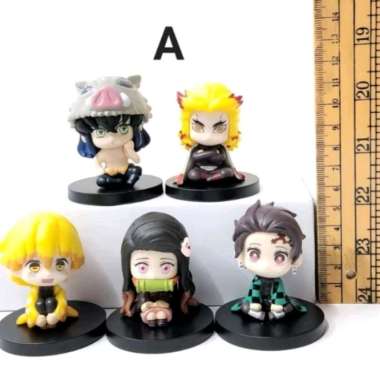 demon slayer kimetsu no yaiba small chibi mini action figure set 5pcs