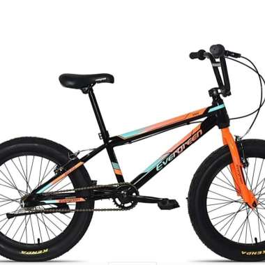Sepeda anak bmx 20 inc ban jumbo gede evergreen bisa buat anak 7 tahun ke atas HITAM ORANGE