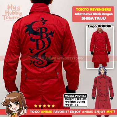 Jaket Parka Jubah Black Dragon Red Tokyo Revengers Taiju Shiba Cosplay L