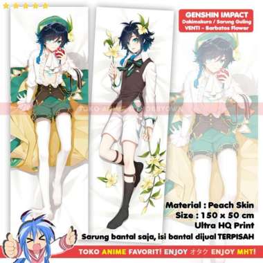 Sarung Bantal Anime Dakimakura Genshin : Venti Barbatos Flower