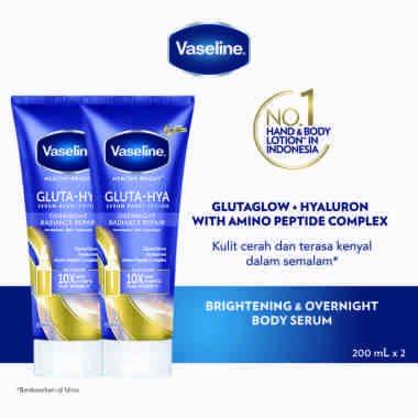 Vaseline Healthy Bright​ Gluta Hyaluron & Peptide Serum Overnight Repair Body Lotion [200 mL] x 2 Pc