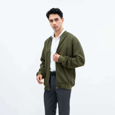 Houseofcuff Jaket Katun Outer Bomber Smart Casual Hijau Army XXL