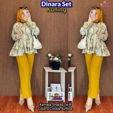 Relica Set - One Set Shakila Twill Premium Setelan Wanita Lengan 7/8 Set Baju Celana Kekinian LD 110