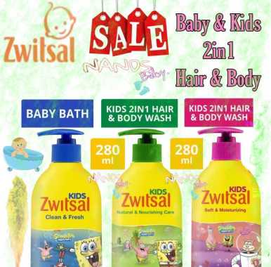 Zwitsal Kids Seri SpongeBob Bubble Bath & 2in1 - Botol 280ml Pump Biru