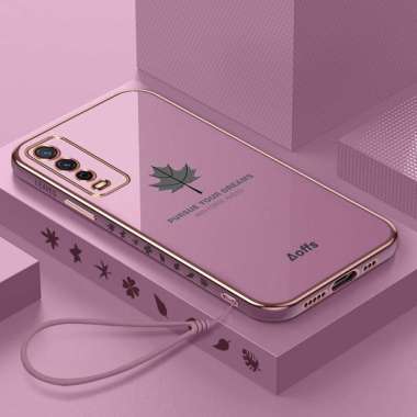PROMO Case Maple VIVO Y12 Y15 Y17 V27E softcase Silikon Motif Daun BONUS Tali Strap UNGU