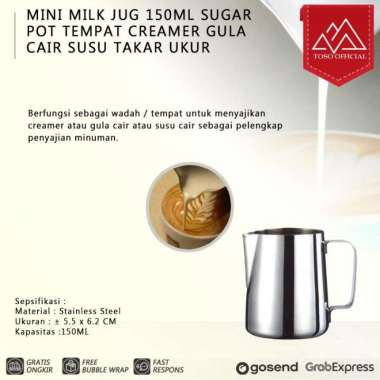 Mini Milk Jug 150ml Sugar Pot Tempat Creamer Gula Cair Susu Takar Ukur