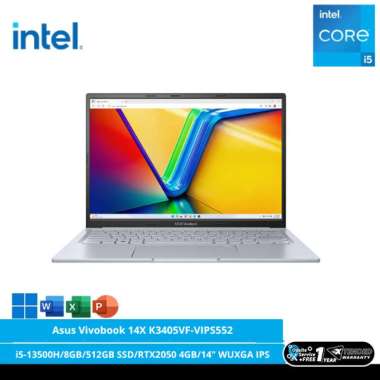 Asus Vivobook 14X K3405VF-VIPS552 [Intel Core i5-13500H/8GB/512GB SSD/RTX2050 4GB/14″ WUXGA IPS/Win 11 Home+OHS 2021/Cool Silver]