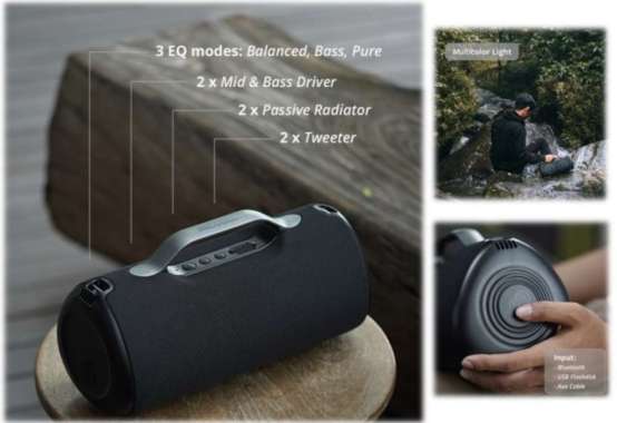 Eggel Elite XL 2 Waterproof Portable Bluetooth Speaker with RGB Light