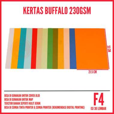 kertas buffalo f4 230gsm isi 30 lembar / kertas cover jilid f4 Multicolor
