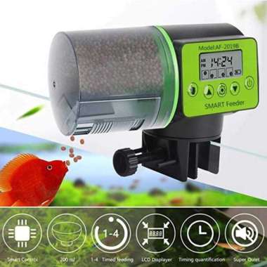 Mesin Tempat Makan Pakan Pellet Ikan Hias Otomatis Timer Auto Feeding Multicolor