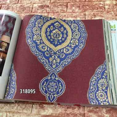 WALLPAPER DINDING MOTIF BATIK MEEAH BIRU COKLAT CREAM PRIVATE