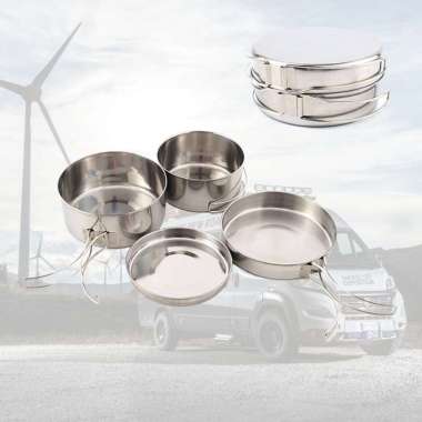 Stainless Steel Cup Bowl Set 4 Pcs Nesting Portable Camping Hiking