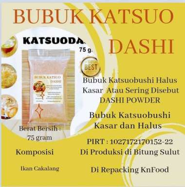 Katsuo Dashi HALAL | Katsuobushi bubuk Dashinomoto Kaldu Ikan Ramen Udon - Katsuodashi 75 gr