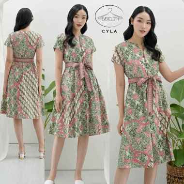 Evercloth Cyla Dress Batik Wanita Dress Wanita Batik Couple Dress Pita XL