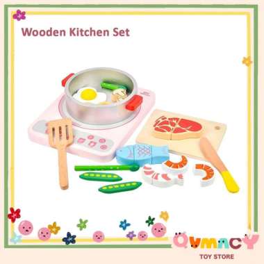 mainan masak kayu dapur anak Multicolor