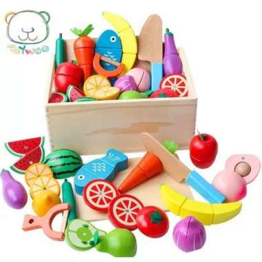 mainan buah potong magnet mainan edukasi kitchen set mainan anak Multicolor