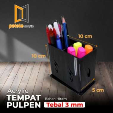 akrilik tempat pulpen acrylic stationery box pen stand holder Multicolor