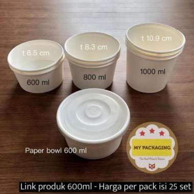 Paper Bowl/Paper Cup/Sup Bowl/Mangkuk Makan 600ml + Tutup Bening