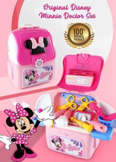 mainan anak perempuan backpack 2 in 1 set minnie mouse tas set minnie Multicolor