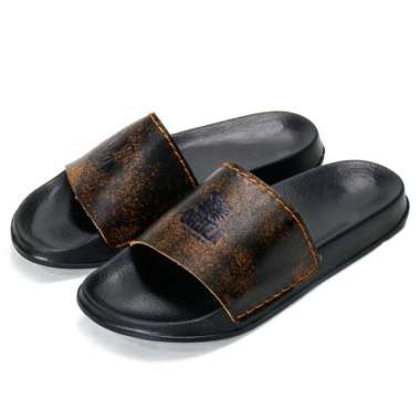 Sandal Slide Pria Kulit Asli Soft Sole Sendal Ghoma Misty Fordza GMX01 Abuabu 43 Cokelat