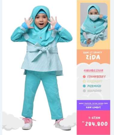 DISKON Setelan Muslim Anak Perempuan Rabbani ST SPORTY ZIDA Original Multicolor