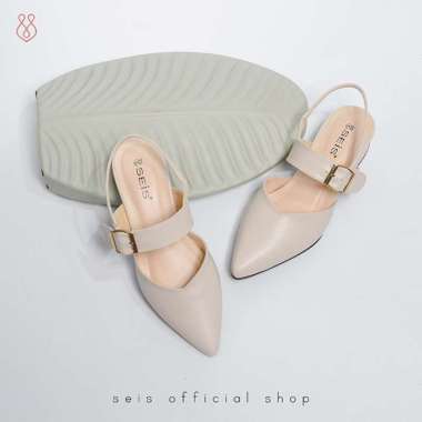 SEIS Zoya Mules Wanita Heels 3 cm 38 MAROON