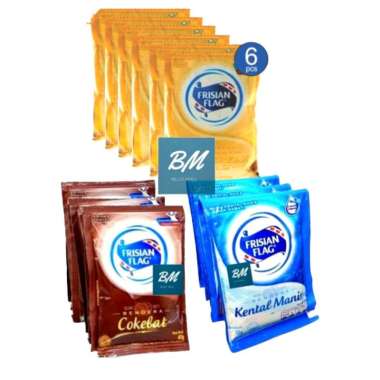 Susu Kental Manis Frisian Flag 6 Sachet / SKM Susu Bendera Kental Manis Sachet 6 x 42 gr Coklat Puti