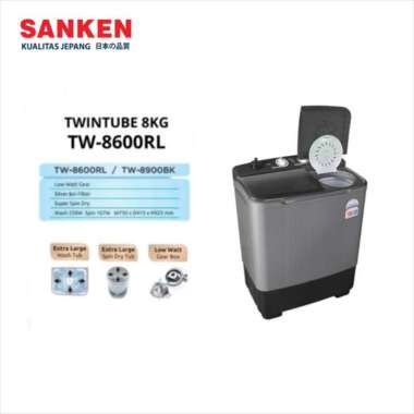 SANKEN MESIN CUCI 2 TABUNG 7KG LOW WATT TW 8600 TW8600 RL -
