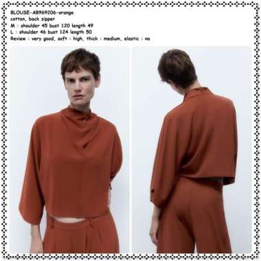 AB969206 Baju Atasan Batwing Blouse Wanita Korea Import Orange Oren Jumbo Big Size