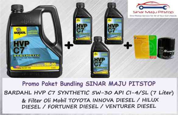 Paket Bundling Oli 7 Liter BARDAHL HVP C7 5W-30 & Filter Mobil TOYOTA INNOVA & INNOVA REBORN & VENTU