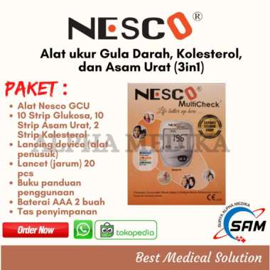 Nesco Gcu 3In1 Alat Tes Gula Darah, Kolesterol, Asam Urat / Nesco Gcu