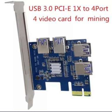 Usb3.0 Slots Riser Card External 1X- 16X Btc Eth Miner Mining Pci-E 1 Multicolor