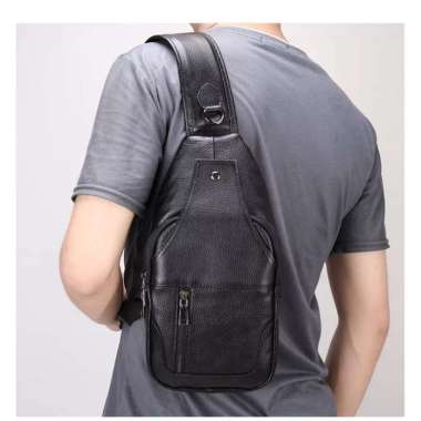 tas kulit pria selempang dada - sling bag kulit jeruk tas kulit selempang bahan kulit asli
