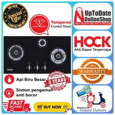 KOMPOR GAS TANAM BUILT IN HOB HOCK HB-330OC HB330 OC LIFETIME WARRANTY TEMPERED GLASS 3 TUNGKU HOCK