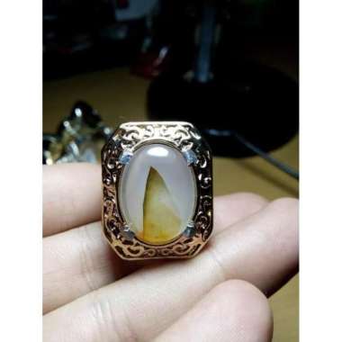 Cincin Akik Batu Motif Gambar Prau Layar Antik