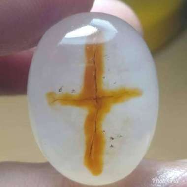 Cincin Akik Batu Sulaiman Motif Salib Tapak Jalak Gambar Antik