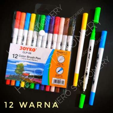 Pena Gel Kuas Color Brush Pen Joyko Set 12 Warna Clp-06 Multicolor